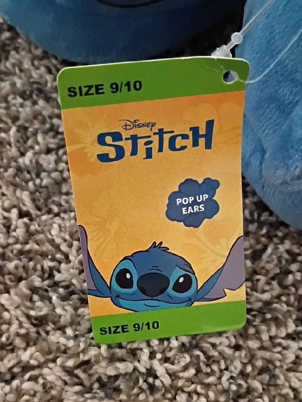 Disney Blue Stitch Plush Kids Slippers with Pink Ear Detail